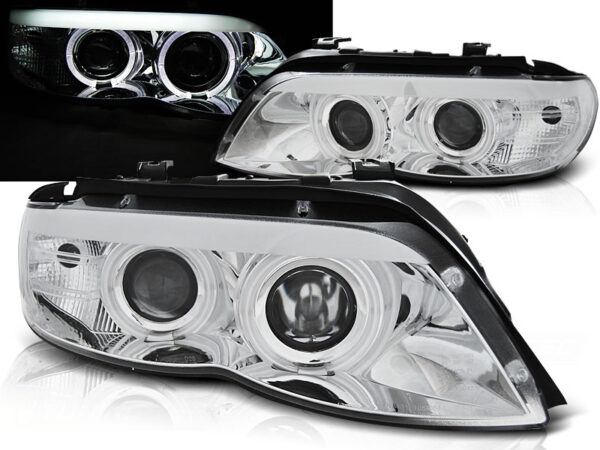 Frontlykter BMW X5 E53 11.03-06 Xenon Angel Eyes Krom – bilde 1 av 2