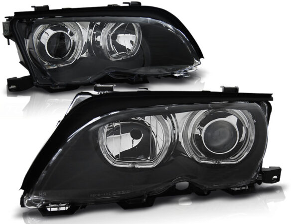 Frontlykter BMW E46 09.01-03.05 Angel Eyes LED Svart – bilde 2 av 2