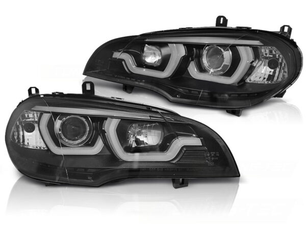 Frontlykter BMW X5 E70 07-13 Tube Lights DRL Svart – bilde 4 av 4