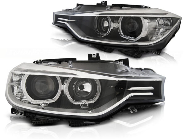 Frontlykter BMW F30/F31 10.11-05.15 Angel Eyes LED Svart – bilde 2 av 2