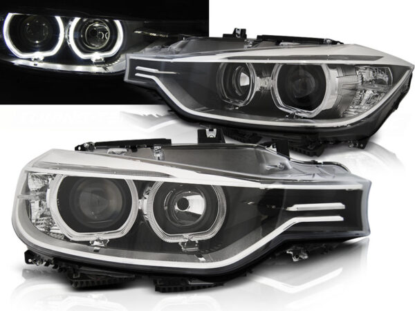 Frontlykter BMW F30/F31 10.11-05.15 Angel Eyes LED Svart – bilde 1 av 2