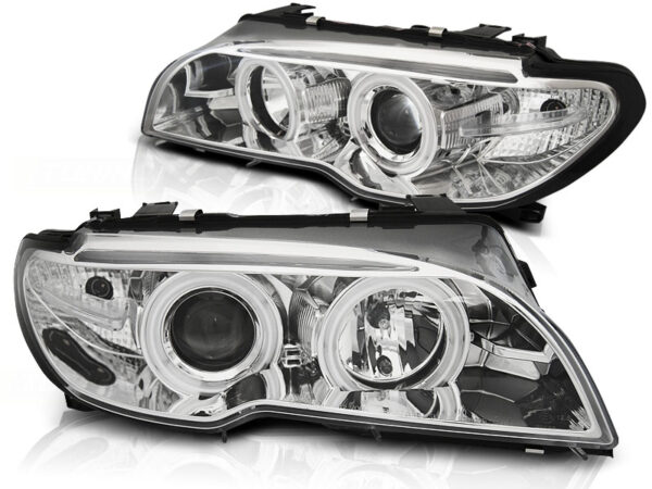 Frontlykter BMW E46 04.03-06 Coupé/Cabrio Xenon Angel Eyes CCFL Krom – uten AFS – bilde 2 av 2
