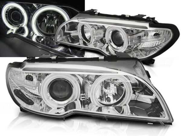 Frontlykter BMW E46 04.03-06 Coupé/Cabrio Xenon Angel Eyes CCFL Krom – uten AFS – bilde 1 av 2