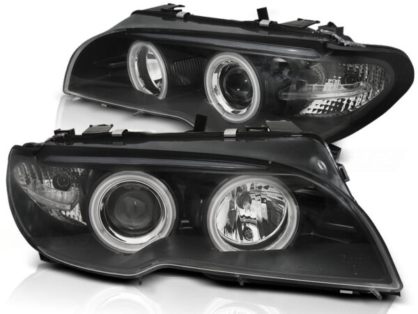 Frontlykter BMW E46 04.03-06 Coupé/Cabrio Xenon Angel Eyes CCFL Svart – uten AFS – bilde 2 av 2