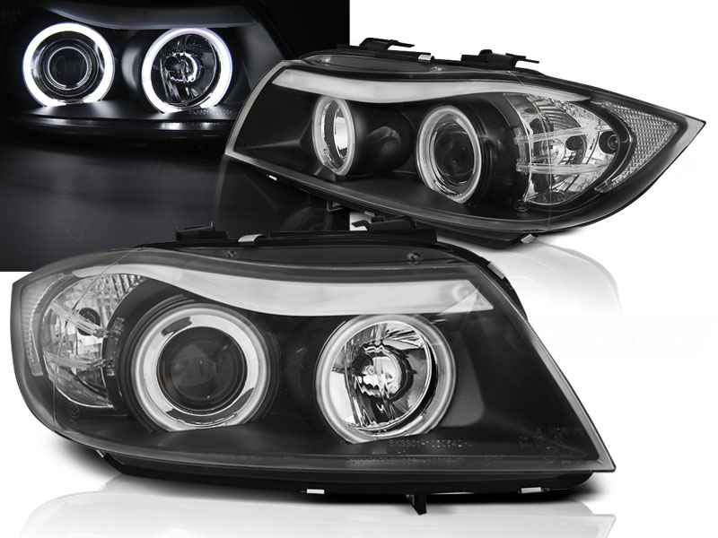 Frontlykter Bmw E90 / E91 03.05-08.08 Black Angel Eyes CCFL