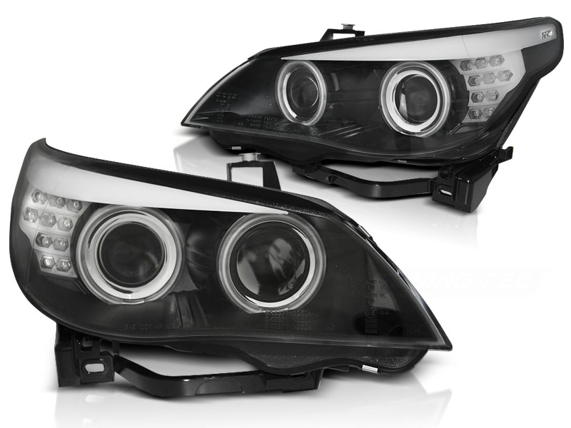 Frontlykter Bmw E60 / E61 03-07 Angel Eyes CCFL Black Led - Bilde 2