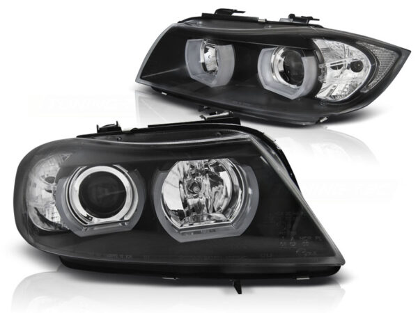 Frontlykter BMW E90/E91 03.05-08.0 U-LED Light 3D Svart – bilde 2 av 2