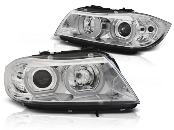 Frontlykter BMW E90/E91 03.05-08.08 Xenon U-LED Light 3D Krom – bilde 2 av 2