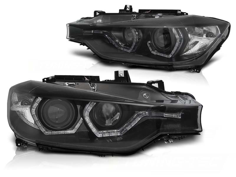 Frontlykter Bmw F30 / F31 10.11-05.15 Angel Eyes Led Drl Black - Bilde 2
