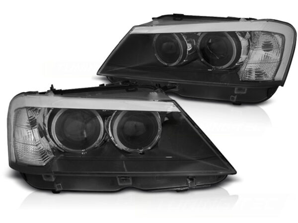 Frontlykter BMW X3 F25 10-07.14 Angel Eyes LED Svart – bilde 2 av 2