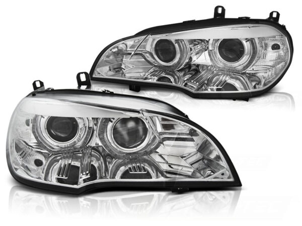 Frontlykter BMW X5 E70 07-10 Xenon Angel Eyes LED DRL Krom AFS – bilde 2 av 2