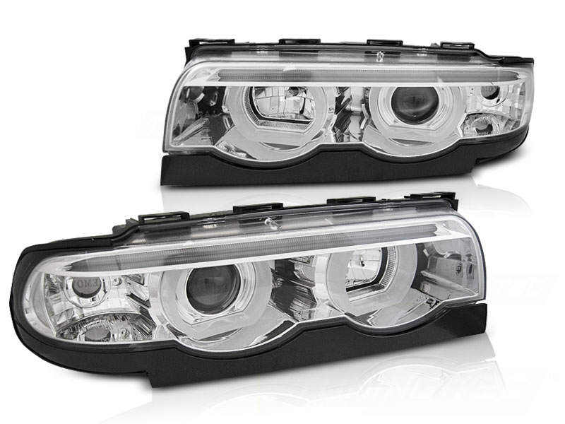Frontlykter Bmw E38 94-01 Angel Eyes Led 3D Chrome - Bilde 2