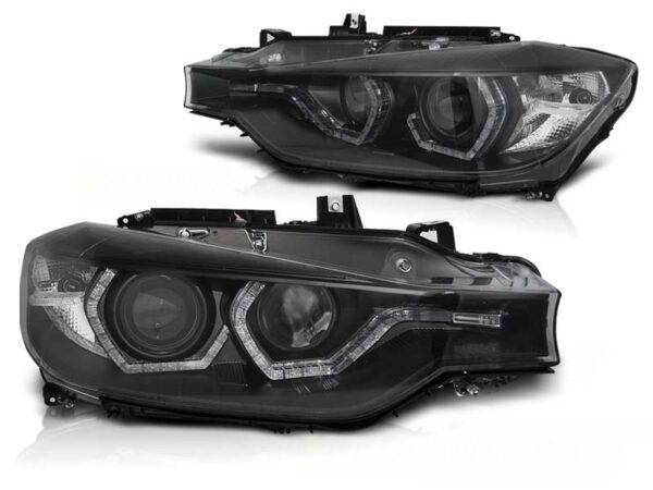 Frontlykter BMW F30/F31 10.11-05.15 Xenon Angel Eyes LED DRL Svart AFS – med AFS – bilde 2 av 2