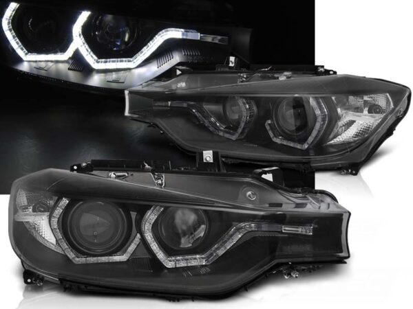 Frontlykter BMW F30/F31 10.11-05.15 Xenon Angel Eyes LED DRL Svart AFS – med AFS – bilde 1 av 2