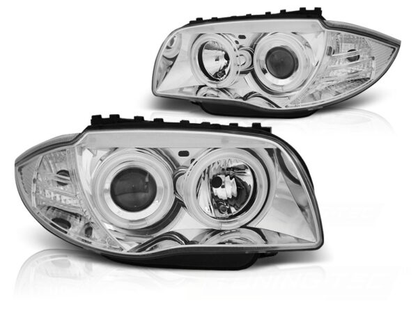 Frontlykter BMW 1 E87/E81/82/88 04-11 Angel Eyes CCFL Krom – bilde 2 av 2