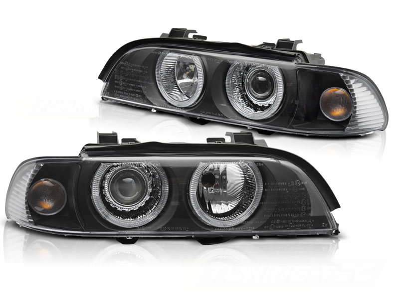Frontlykter Bmw E39 Lci 00-03 Xenon Angel Eyes Black - Bilde 2