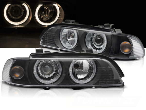 Frontlykter BMW E39 LCI 00-03 Xenon Angel Eyes Svart – for xenon – bilde 1 av 2