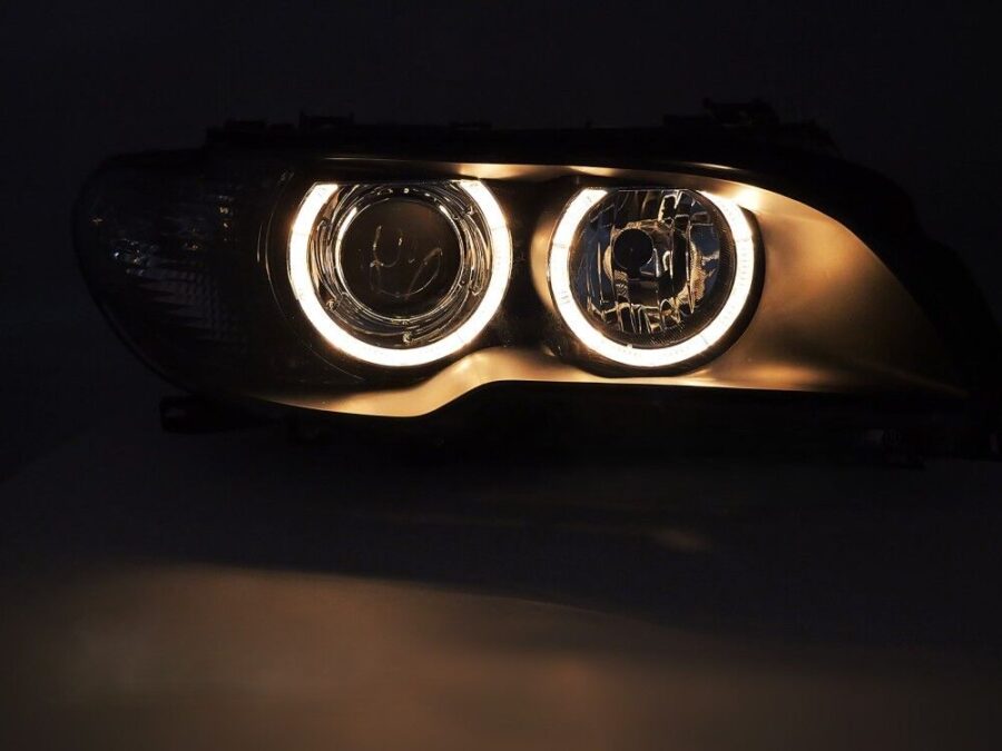 Frontlykter BMW E46 03-06 Coupé/Cabrio Xenon Angel Eyes Svart – for xenon – bilde 3 av 4