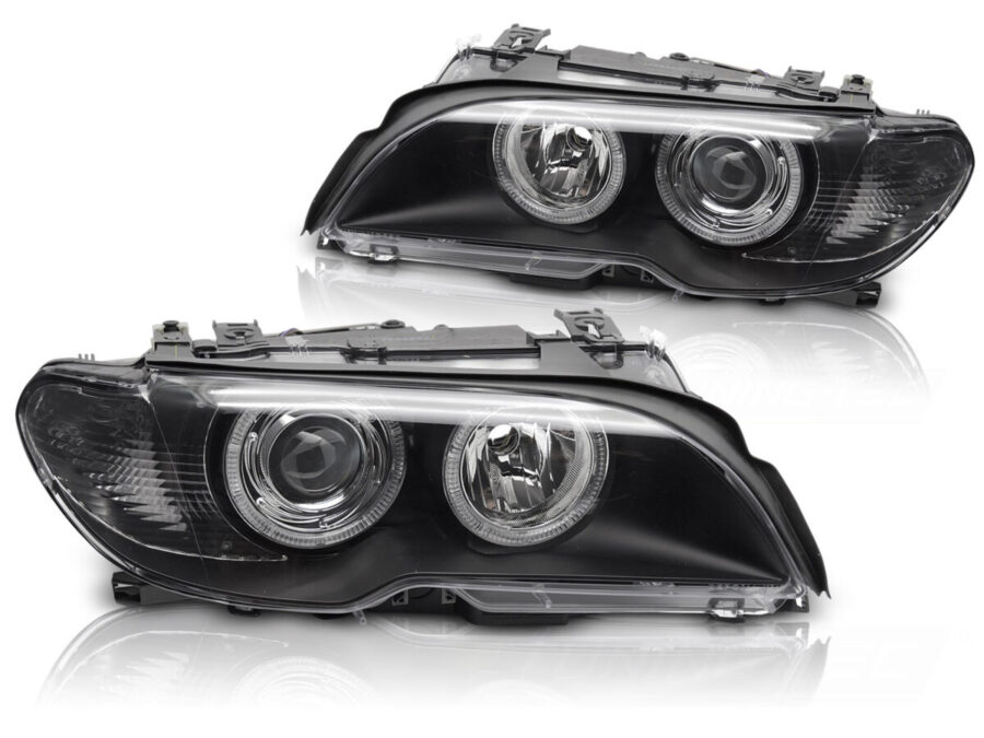 Frontlykter BMW E46 03-06 Coupé/Cabrio Xenon Angel Eyes Svart – for xenon – bilde 2 av 4