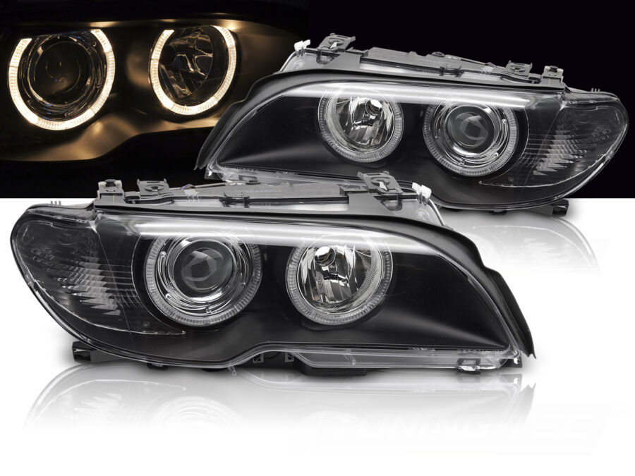 Frontlykter BMW E46 03-06 Coupé/Cabrio Xenon Angel Eyes Svart – for xenon – bilde 1 av 4