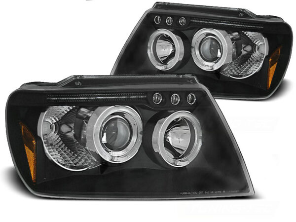 Frontlykter Jeep Grand Cherokee 99-05.05 Angel Eyes Svart