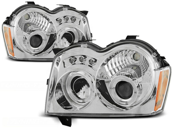 Frontlykter Jeep Grand Cherokee 05-08 Angel Eyes Krom