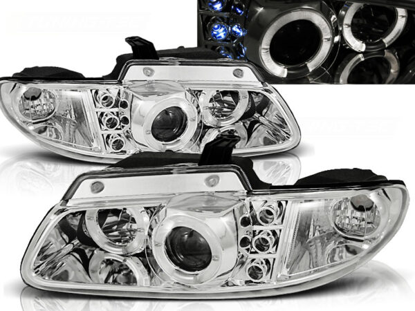 Frontlykter Chrysler Voyager 96-02.01 Angel Eyes Krom – bilde 1 av 2