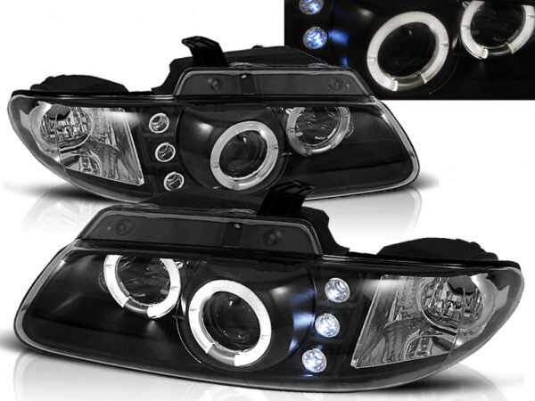 Frontlykter Chrysler Voyager 96-02.01 Angel Eyes Svart – bilde 1 av 2