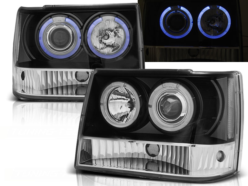 Frontlykter Jeep Grand Cherokee 93-98 Sort