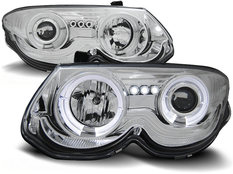 Frontlykter Chrysler 300 M 99-04 Angel Eyes Chrome - Bilde 2