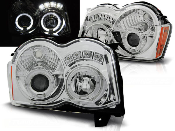 Frontlykter Jeep Grand Cherokee 08-10 Angel Eyes Krom – bilde 1 av 2