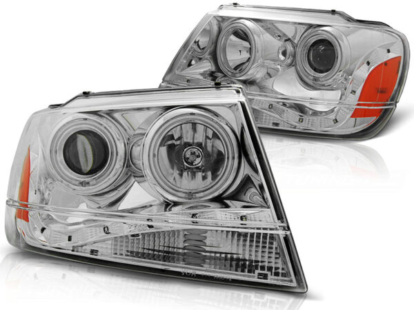 Frontlykter Jeep Grand Cherokee 99-05.05 Daylight Krom – bilde 2 av 2