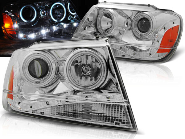 Frontlykter Jeep Grand Cherokee 99-05.05 Daylight Krom – bilde 1 av 2