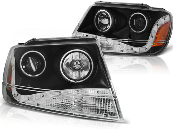 Frontlykter Jeep Grand Cherokee 99-05.05 Daylight Svart – bilde 2 av 2