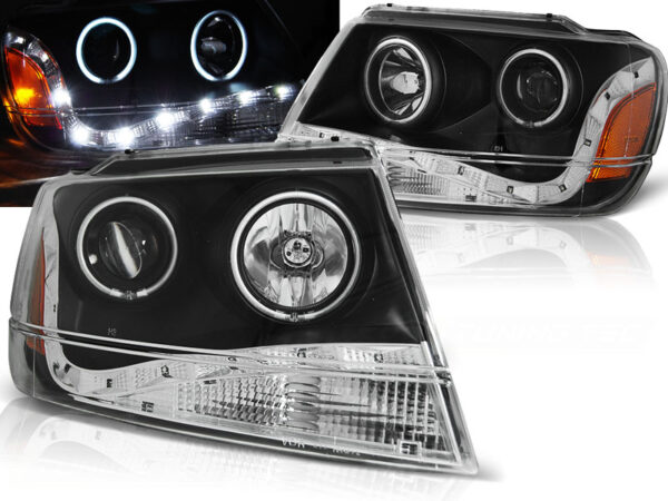 Frontlykter Jeep Grand Cherokee 99-05.05 Daylight Svart – bilde 1 av 2