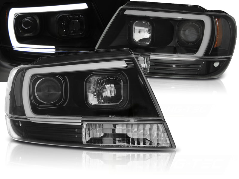Frontlykter Jeep Grand Cherokee 99-05.05 Tube Light Black