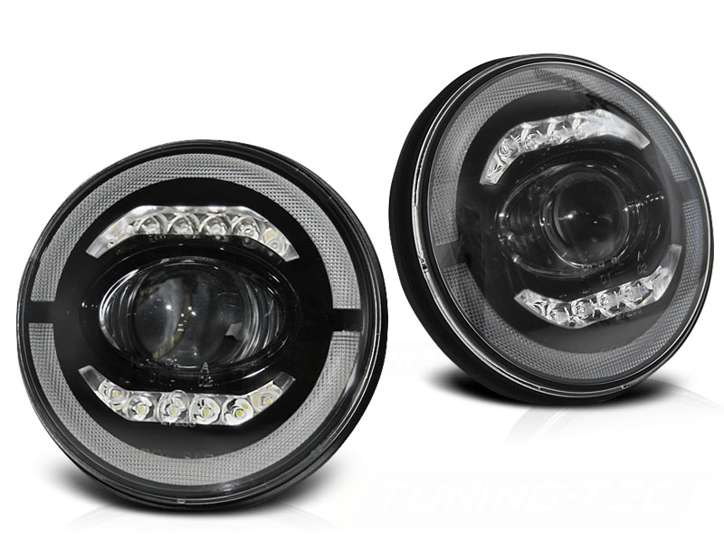 Frontlykter Jeep Wrangler TJ / LJ / JK 96-18 Angel Eye Led Black - Bilde 2