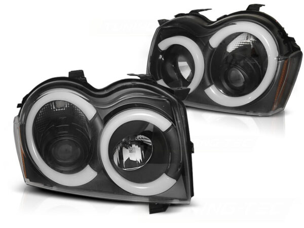 Frontlykter Jeep Grand Cherokee 05-08 Svart Tube Lights – bilde 2 av 2