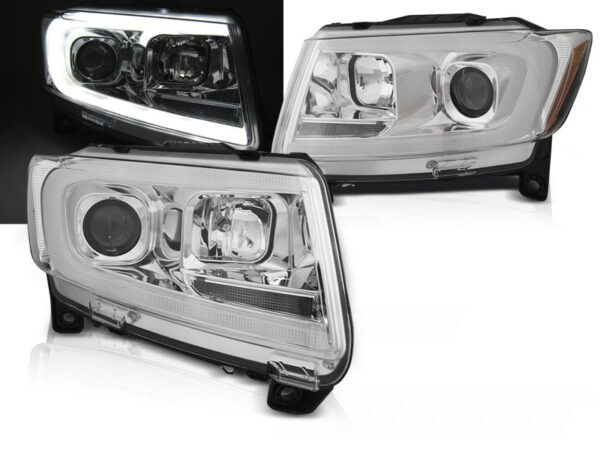 Frontlykter Jeep Grand Cherokee 11-13 Krom Tube Lights SEQ – bilde 1 av 2