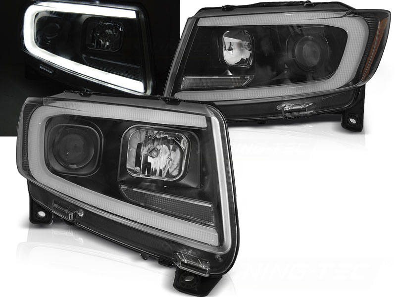 Frontlykter Jeep Grand Cherokee 11-13 Black Tube Light Seq