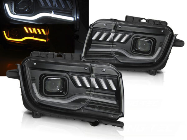 Frontlykter Chevrolet Camaro 09-13 Tube Lights SEQ Svart – bilde 1 av 2