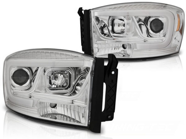Frontlykter Dodge Ram 06-08 Tube Lights Krom – bilde 2 av 2
