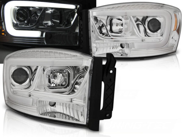 Frontlykter Dodge Ram 06-08 Tube Lights Krom – bilde 1 av 2