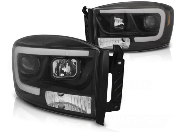 Frontlykter Dodge Ram 06-08 Tube Lights Svart – bilde 2 av 2