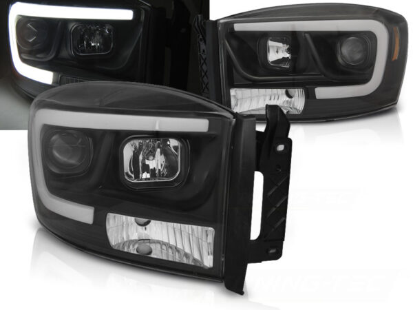 Frontlykter Dodge Ram 06-08 Tube Lights Svart – bilde 1 av 2
