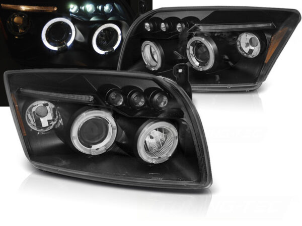 Frontlykter Dodge Caliber 06-12 Angel Eyes Svart – bilde 1 av 2