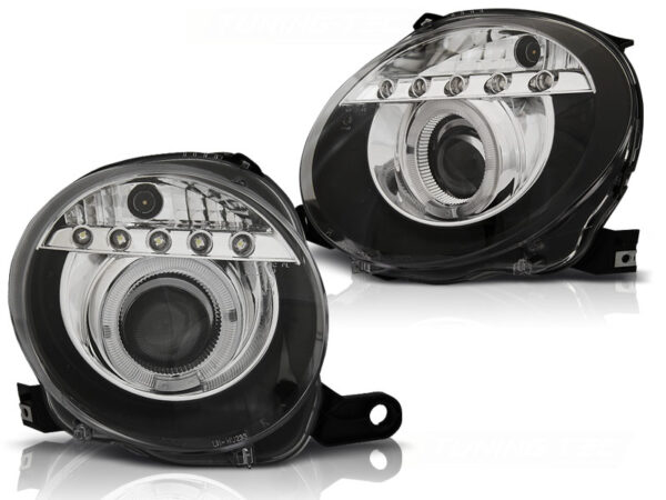 Frontlykter Fiat 500 07-15 Projector Svart LED – bilde 2 av 2