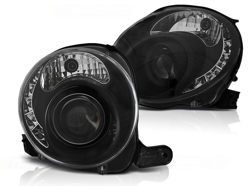 Frontlykter Fiat 500 07-15 Black Led - Bilde 2