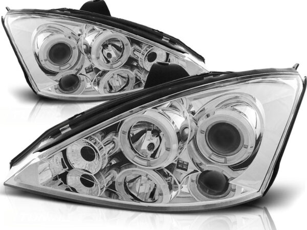 Frontlykter Ford Focus 10.98-10.01 Angel Eyes Krom