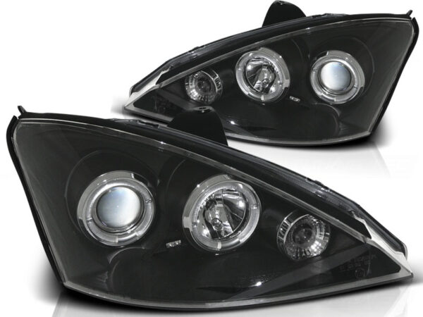 Frontlykter Ford Focus 10.98-10.01 Angel Eyes Svart